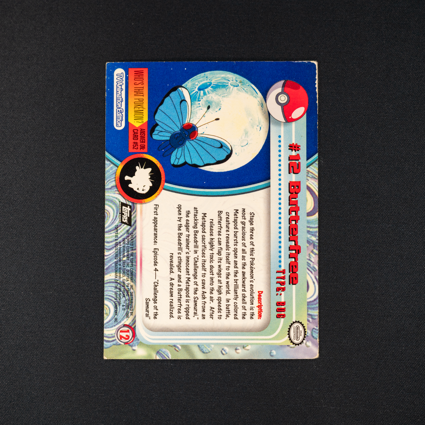 Butterfree #12 Pokemon 1999 Topps TV